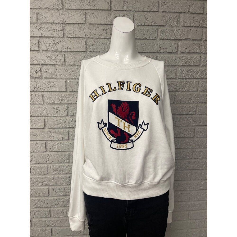 Tommy Hilfiger Women White Embroidered Sweatshirt Size M